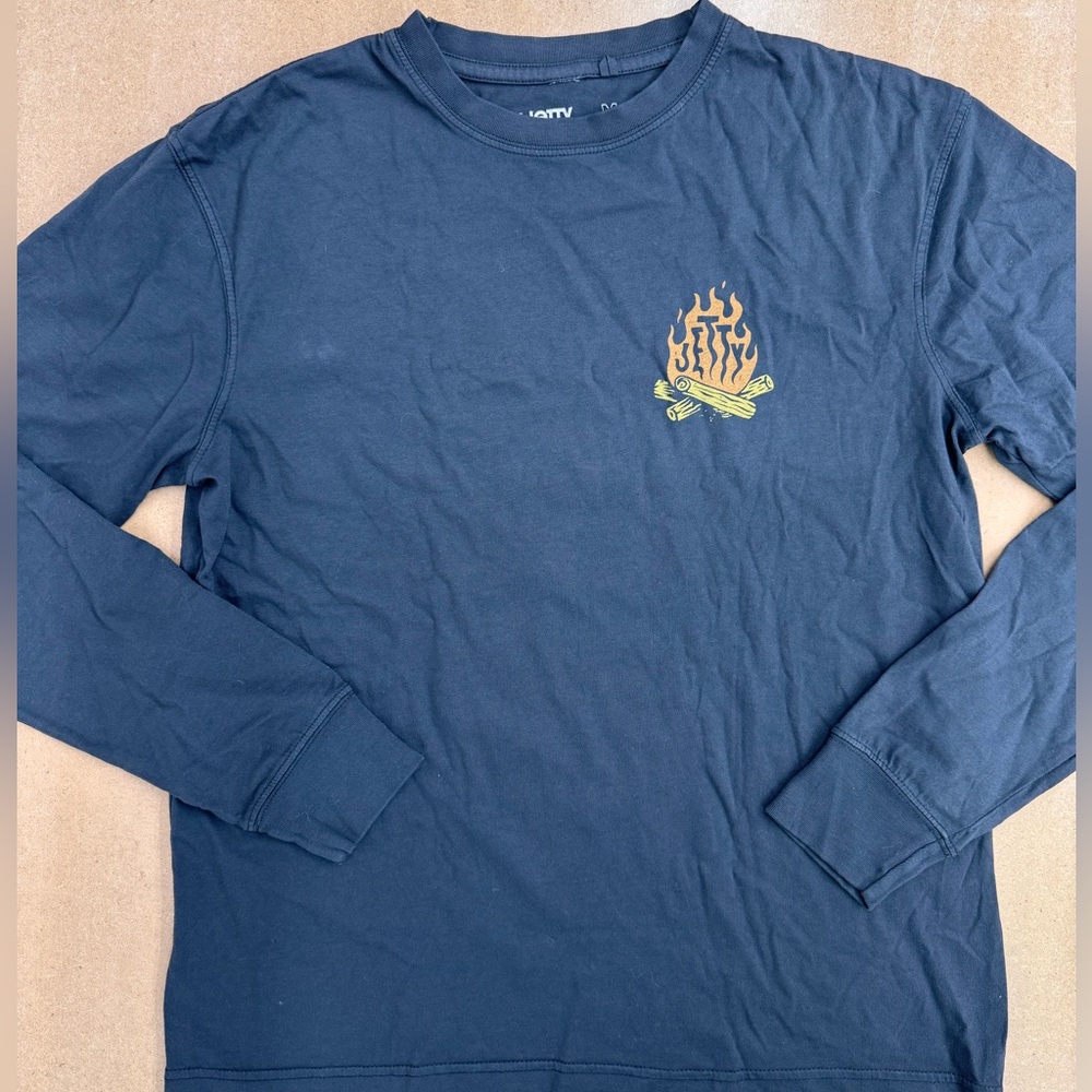 Jetty Long Sleeve Black Shirt with Campfire Design